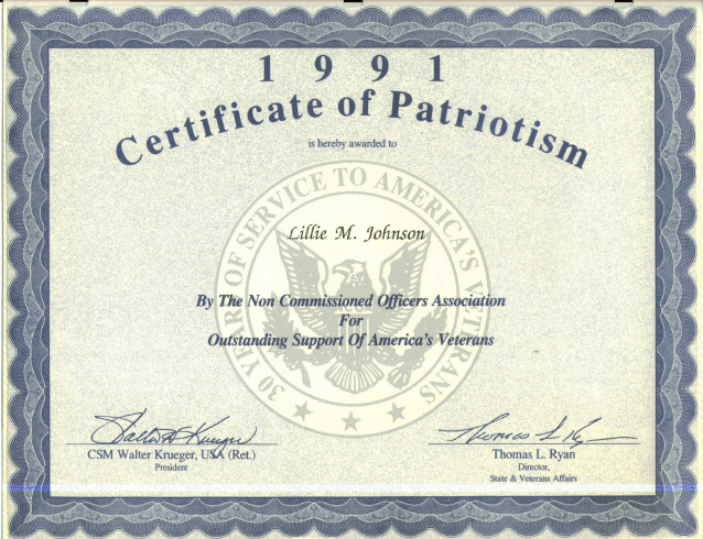Certificate of Patriotism